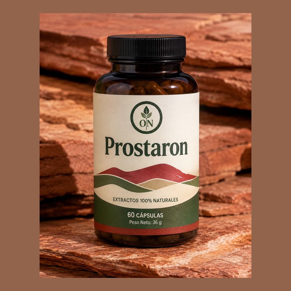 Envase de Prostaron con etiqueta legible